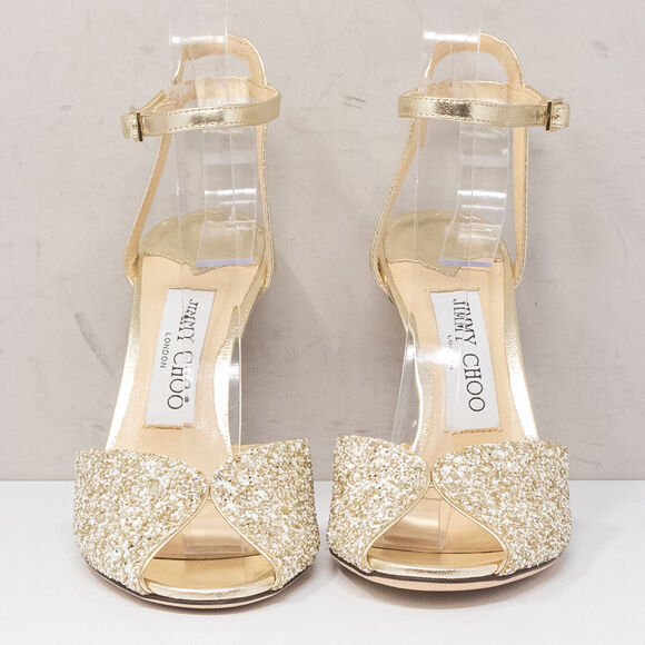 Jimmy Choo Sacora 100 Moon Sand Infinity Glitter Heels, Size 36 (6 US) - Picture 5 of 8